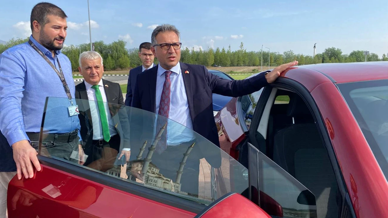 Rector Aksoy took a test drive with TRNC's domestic automobile GÜNSEL